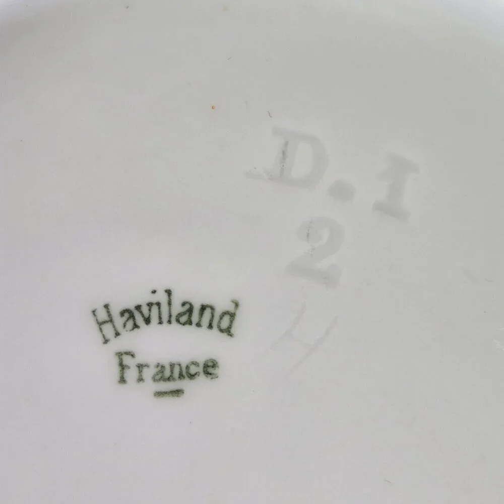 Haviland Porcelain Lusterware Serving Bowl Gold Floral Interior Stripe Vintage